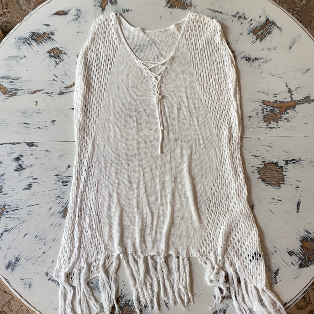 White Lace swimsuit cover XL. SHEIN